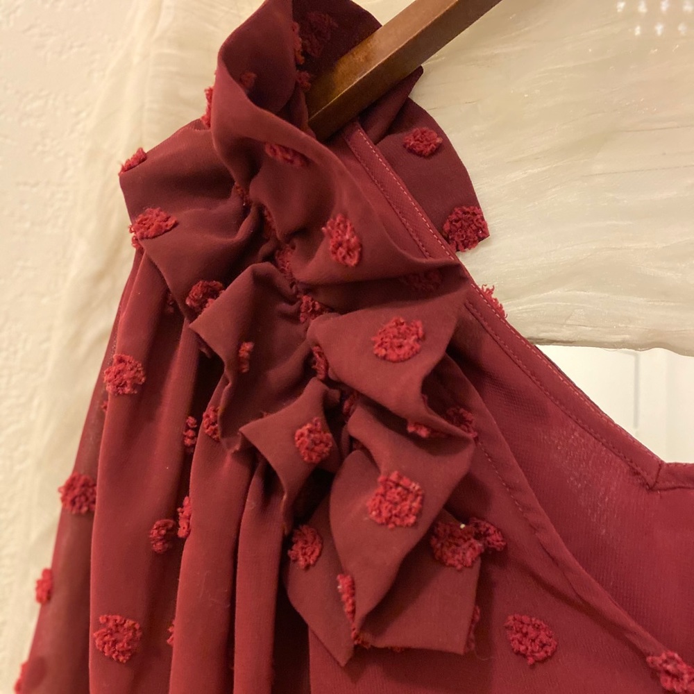 Red Ruffle Blouse - Picture 3 of 5